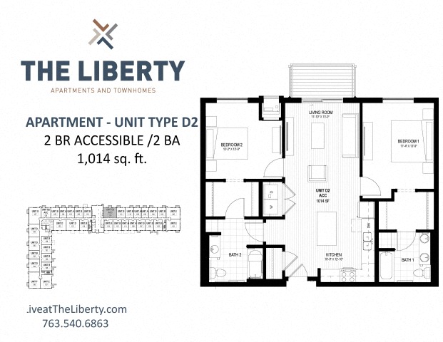 D - Acc Floor plan at The Liberty Apartments & Townhomes, Golden Valley, 55427